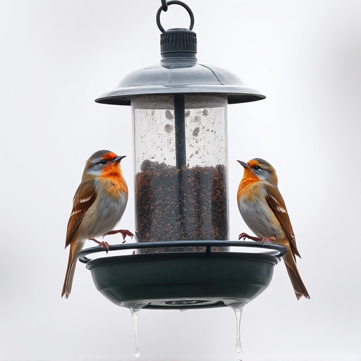 Birds perched on weatherproof feeder