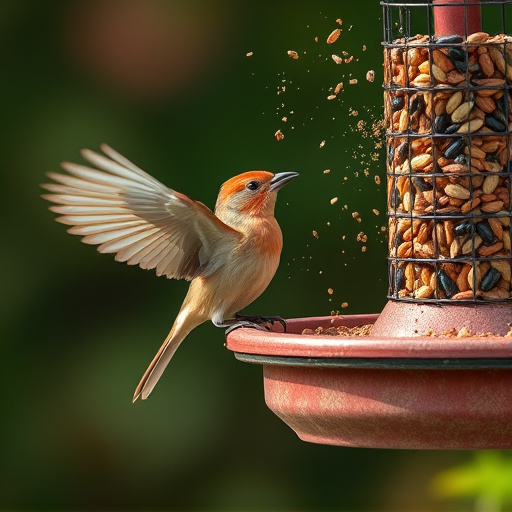 Birds using feeder without seed mess