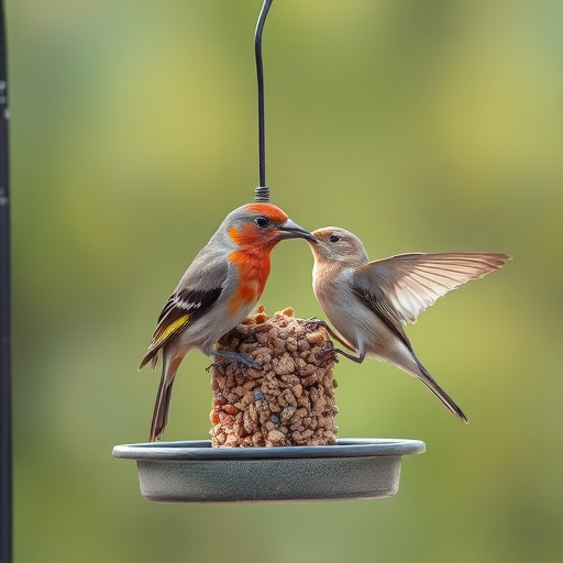 Birds using feeder without seed mess