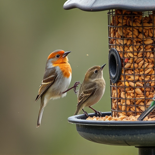 Birds using feeder without seed mess