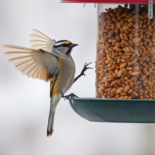 Birds using feeder without seed mess