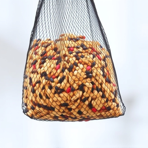 Birdseed mix in mesh feeder bag