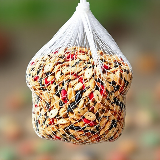 Birdseed mix in mesh feeder bag