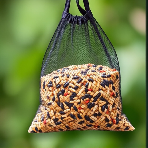 Birdseed mix in mesh feeder bag