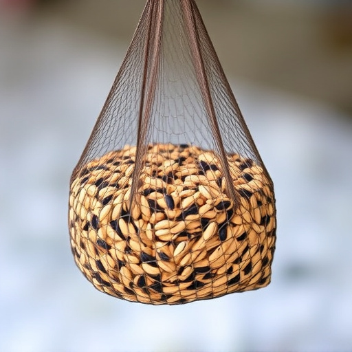 Birdseed mix in mesh feeder bag