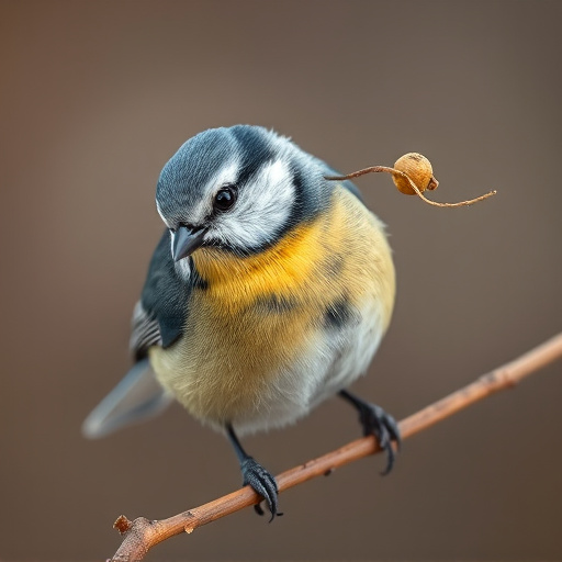 Blue tit holding seed in its beak