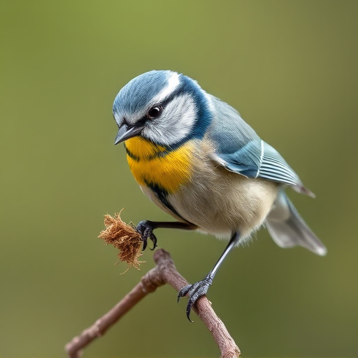 Blue tit holding seed in its beak