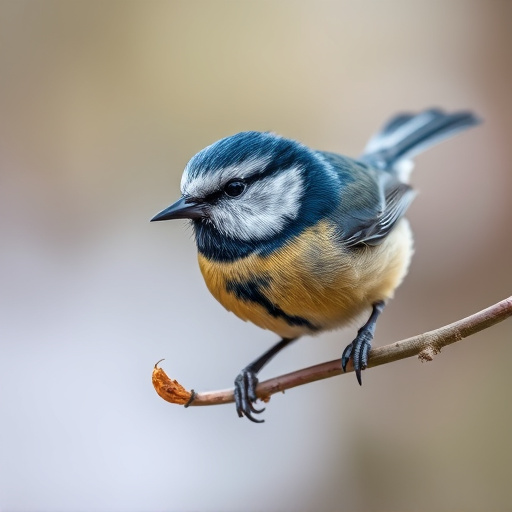 Blue tit holding seed in its beak