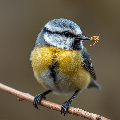 Blue tit holding seed in its beak