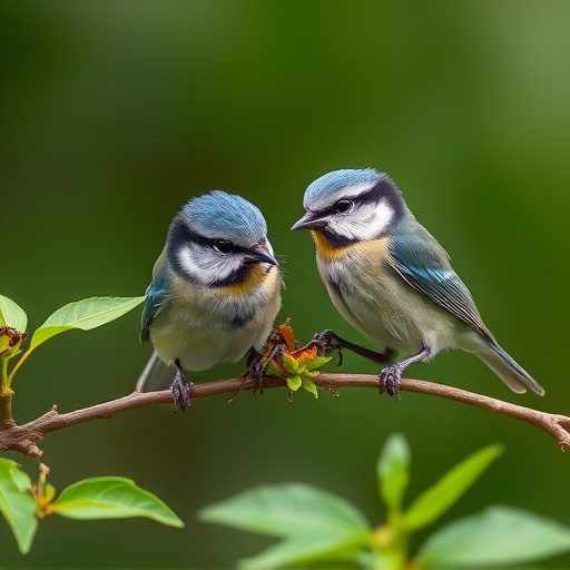 Blue tits enjoying fresh insects