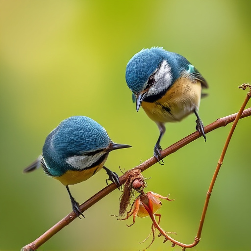 Blue tits enjoying fresh insects