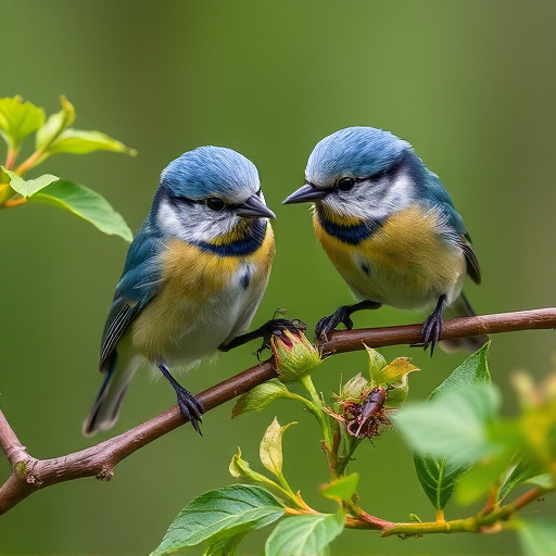 Blue tits enjoying fresh insects