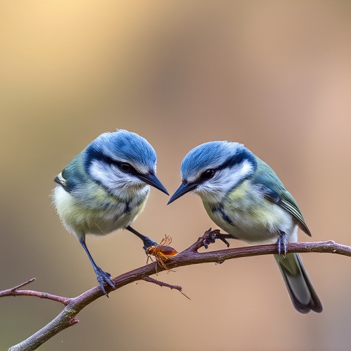Blue tits enjoying fresh insects
