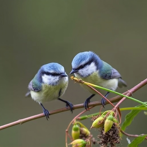 Blue tits enjoying fresh insects