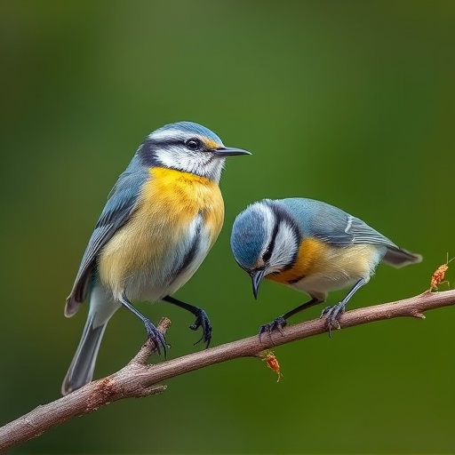 Blue tits enjoying fresh insects