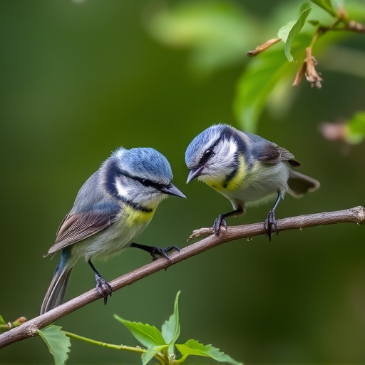 Blue tits enjoying fresh insects