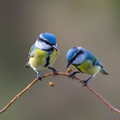 Blue tits enjoying fresh insects