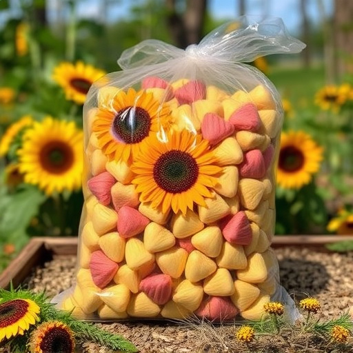 Bulk bag of sunflower hearts outdoors