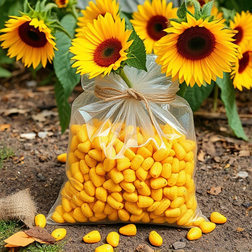 Bulk bag of sunflower hearts outdoors
