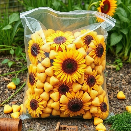 Bulk bag of sunflower hearts outdoors