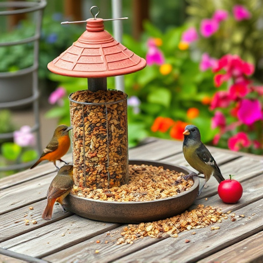 Bulk bird feed on garden table