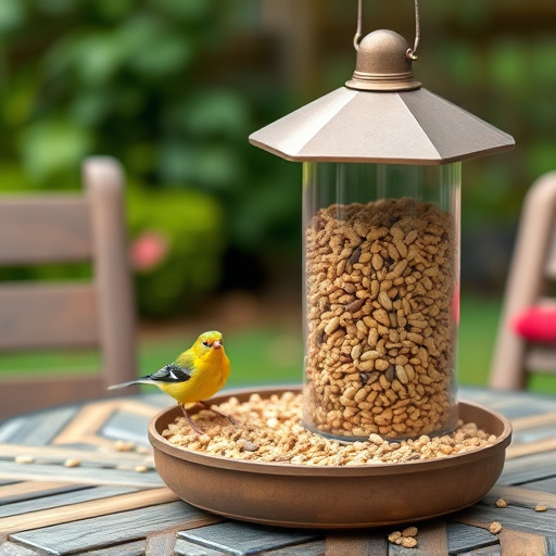 Bulk bird feed on garden table