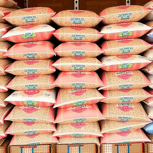 Bulk bird seed bags stacked neatly