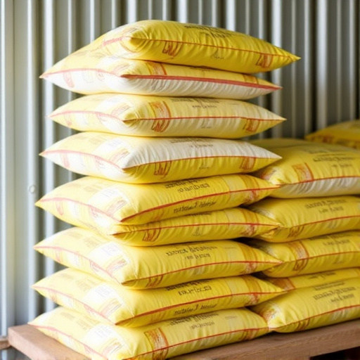 Bulk bird seed bags stacked neatly