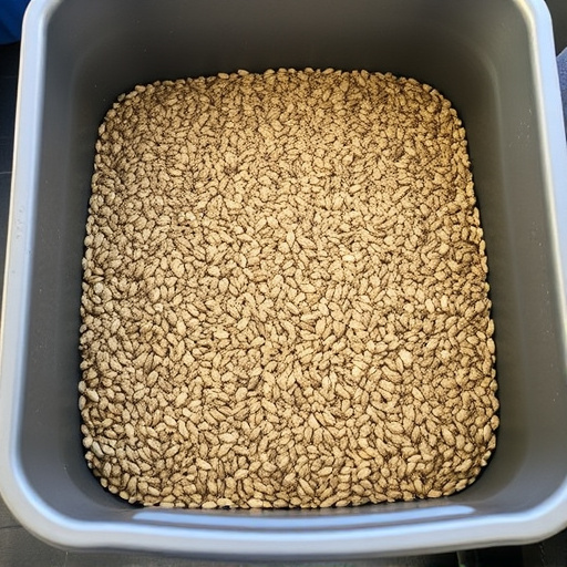 Bulk seed stored in reusable container