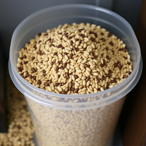 Bulk seed stored in reusable container