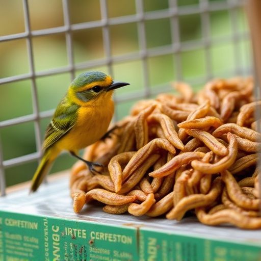 Cage-protected mealworms for garden birds