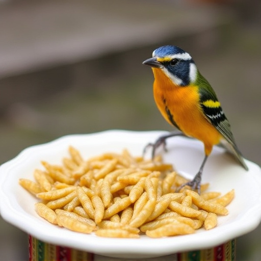 Cage-protected mealworms for garden birds