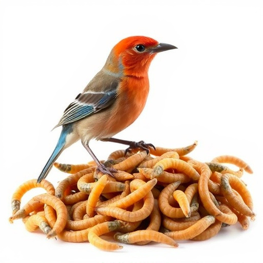 Cage-protected mealworms for garden birds