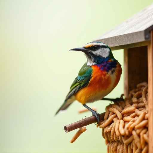 Cage-protected mealworms for garden birds