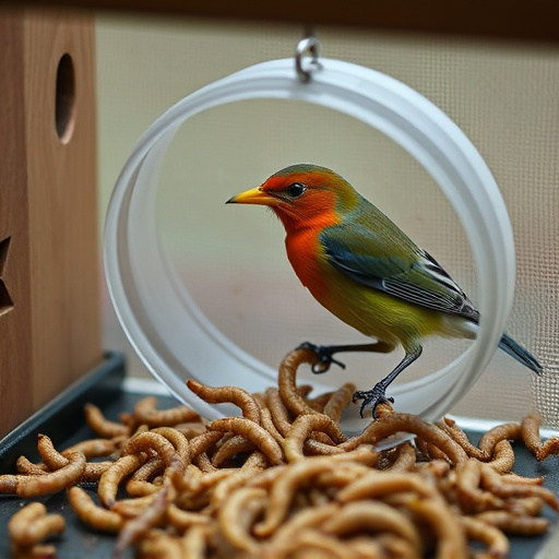 Cage-protected mealworms for garden birds