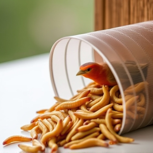 Cage-protected mealworms for garden birds