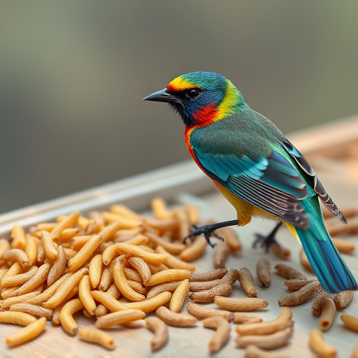 Cage-protected mealworms for garden birds