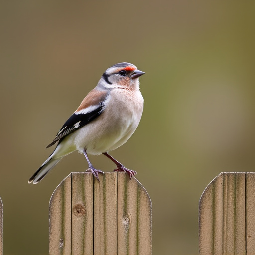 Chaffinch perched on wooden fence