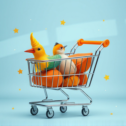 Checkout cart filled with bird