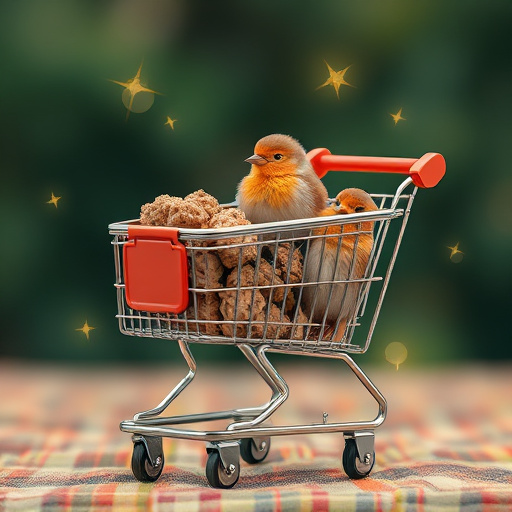 Checkout cart filled with bird