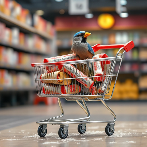 Checkout cart filled with bird