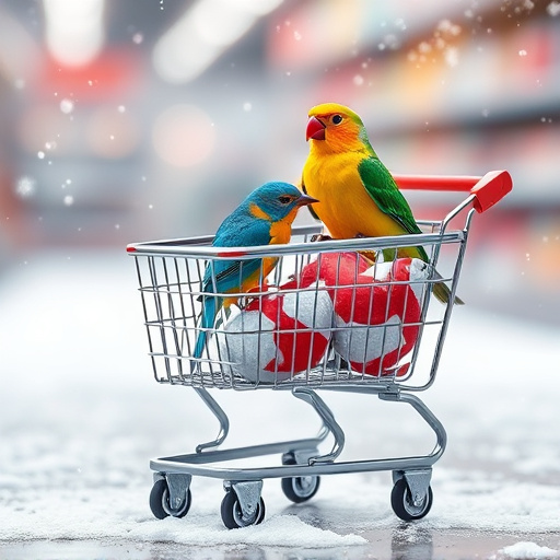 Checkout cart filled with bird