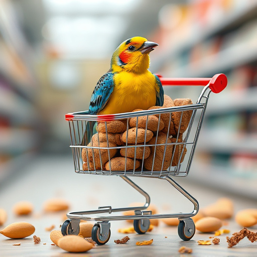 Checkout cart filled with bird