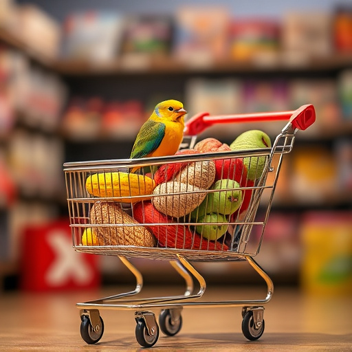 Checkout cart filled with bird