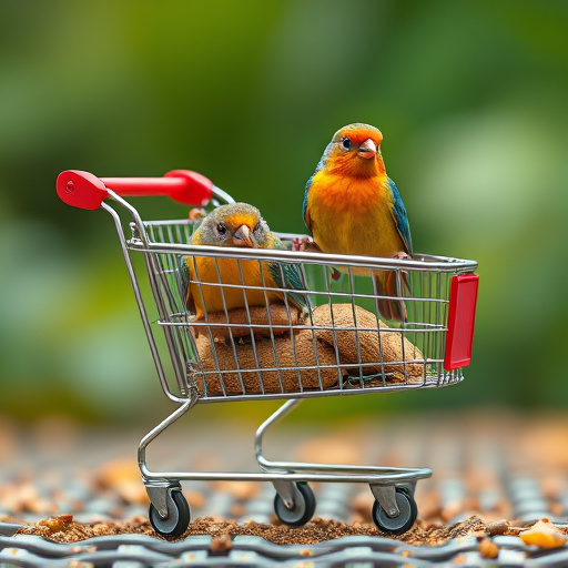 Checkout cart filled with bird