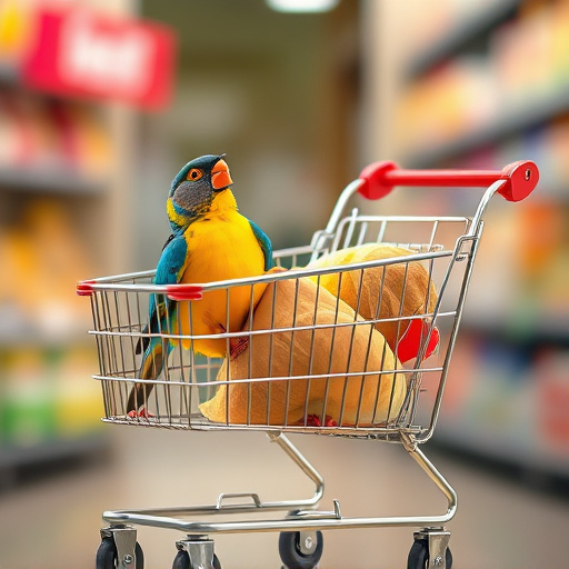 Checkout cart filled with bird