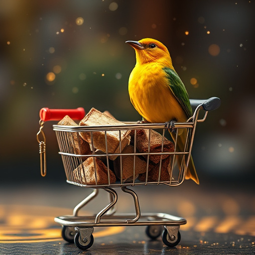Checkout cart filled with bird