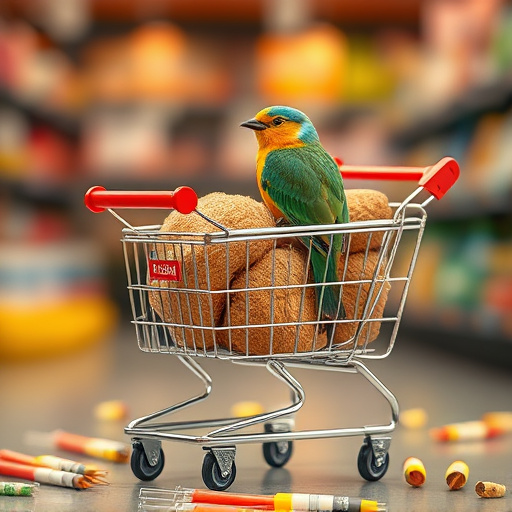 Checkout cart filled with bird