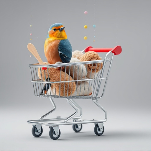 Checkout cart filled with bird