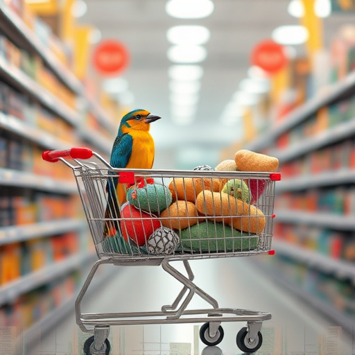 Checkout cart filled with bird